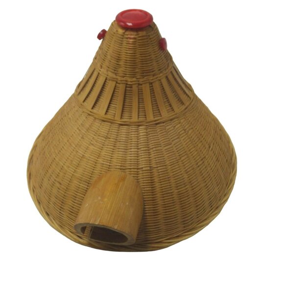 Vintage Rooster Chicken Woven Wicker Basket Lid - Picture 6 of 9